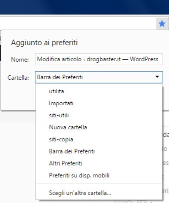 scelta cartella aggiungere preferiti
