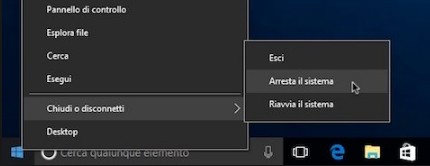 spegnere computer windows 10