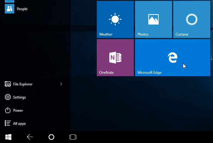 tablet apri microsoft edge