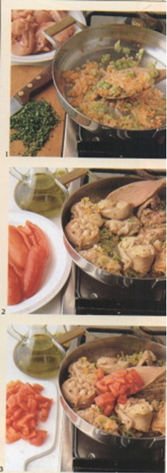 Fasi della preparazione coniglio alla cacciatora