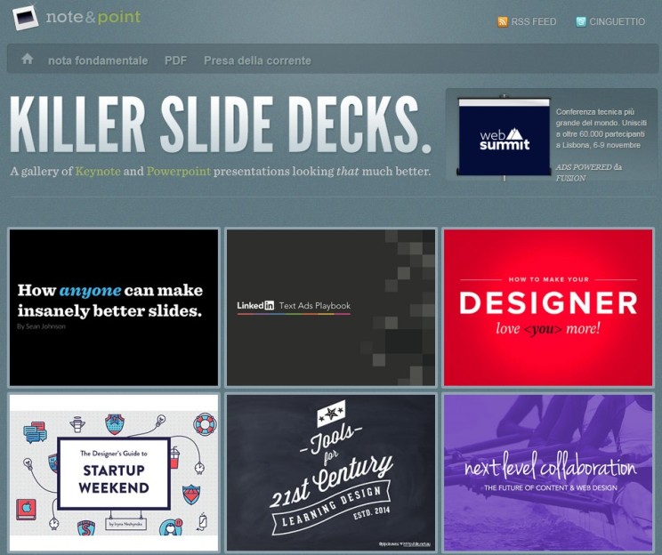 schermata home noteandpoint