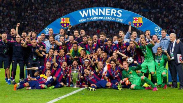 Foto festeggiamenti Barcellona vince supercoppa Uefa