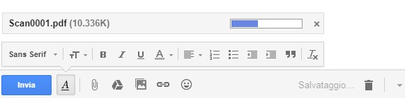 caricamento allegato gmail