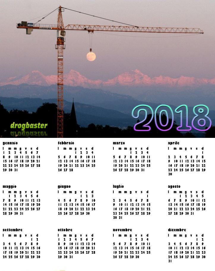 calendario annuale 2018 effetto sfondo 3d