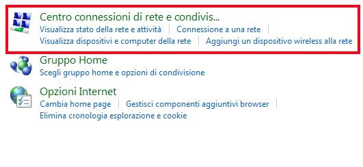 Centro connessioni di Rete e condivisione