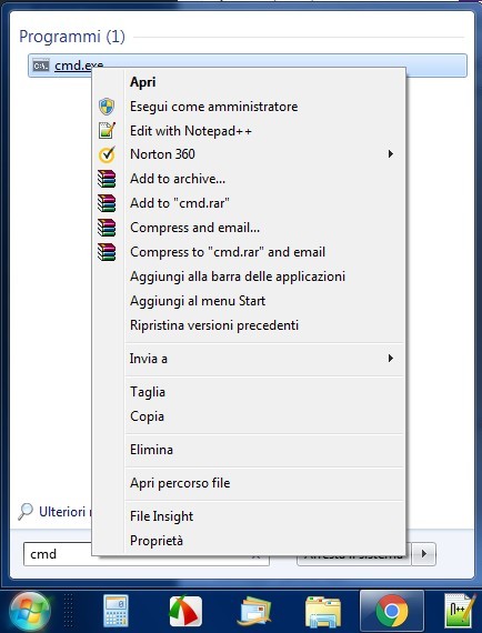 cmd modalità amministratore