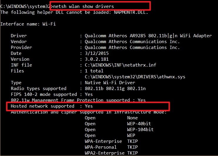 netsh show drviers hosted