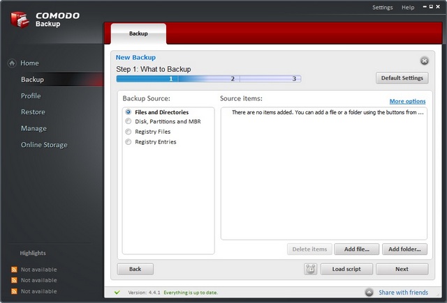 Comodo backup