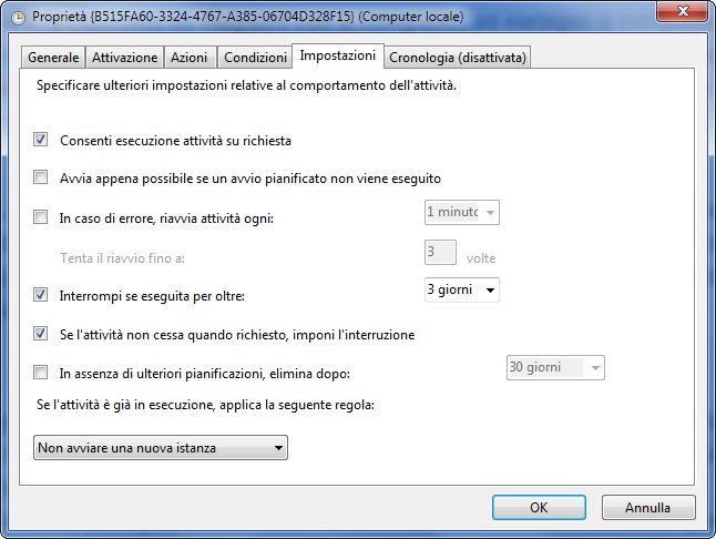 impostazioni Visualizzatore Eventi di Windows