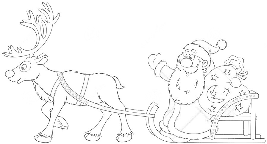 Disegno Babbo Natale Con Slitta