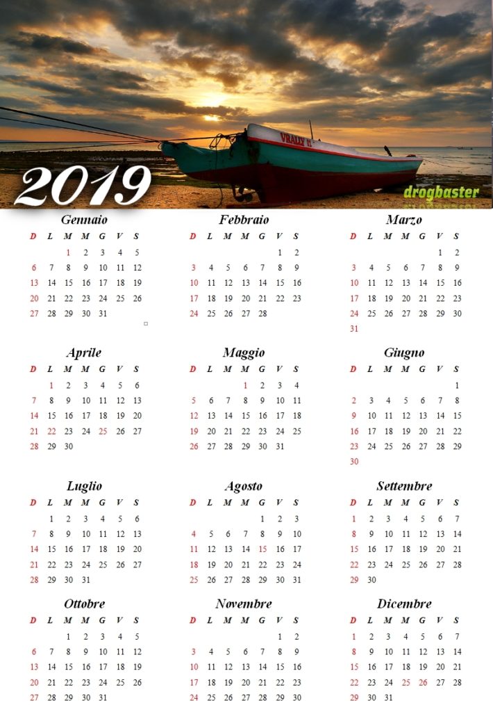 calendario da stampare in modalità verticale