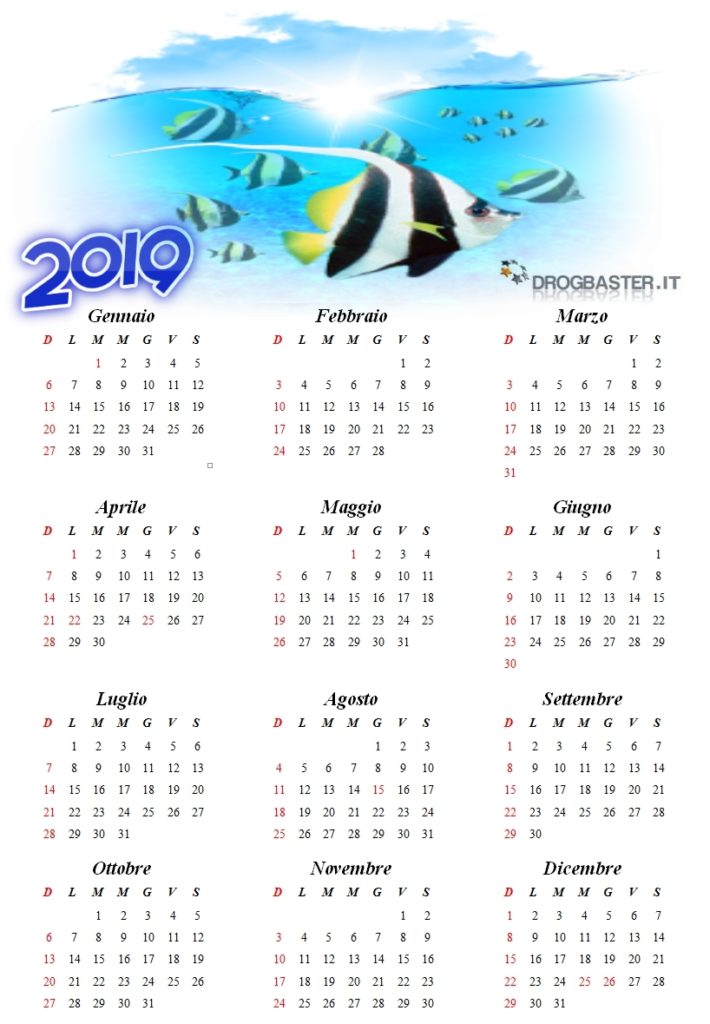 calendario 2019 da stampare gratis