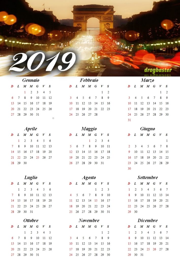 calendario 2019 vettoriale