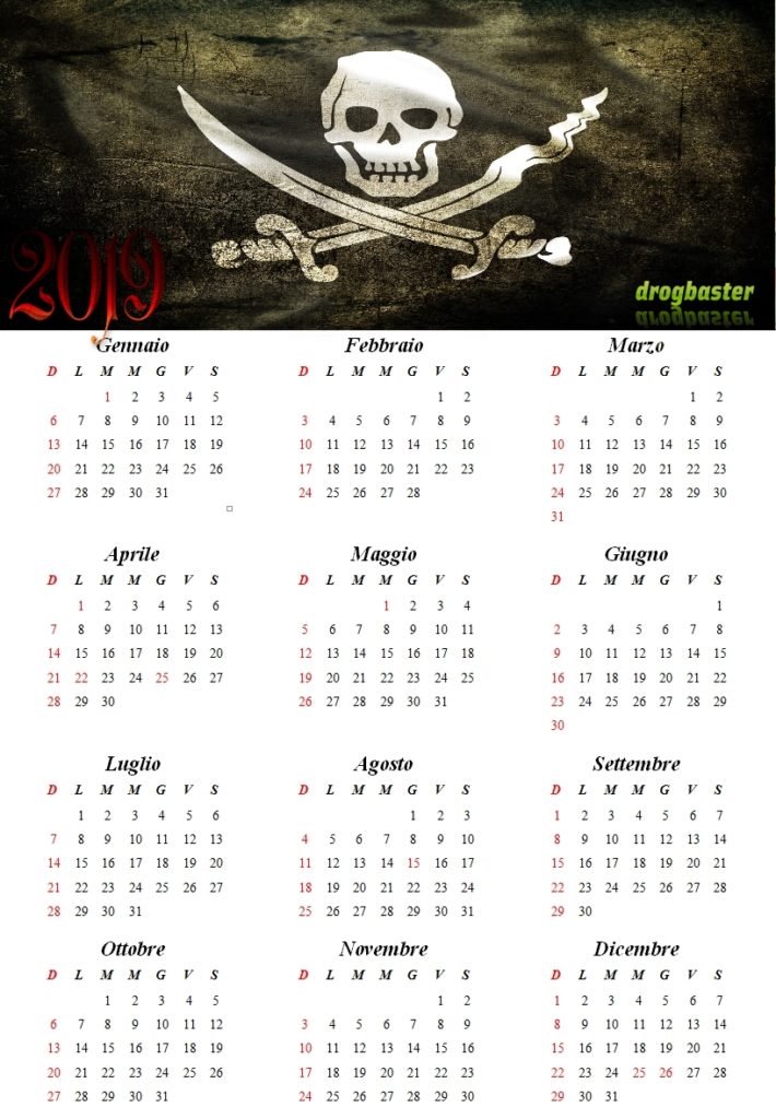 calendario bandiera dei pirati