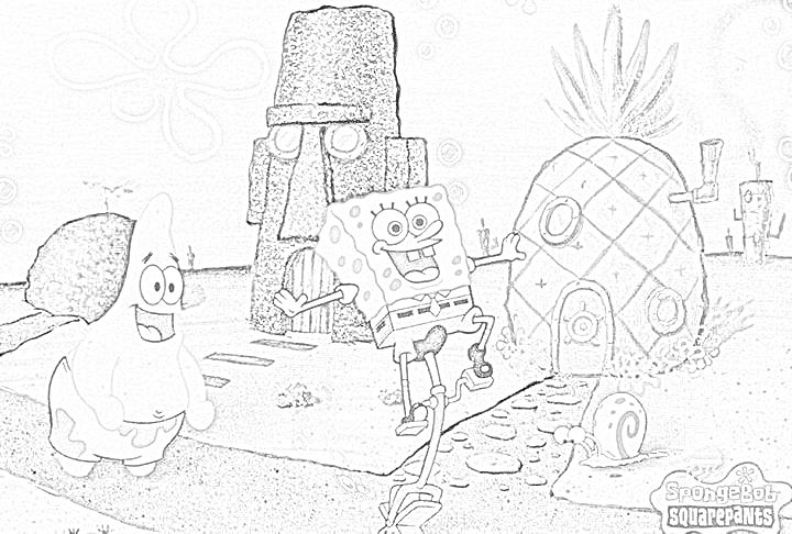 bikini botton con patrick stella e spongebob