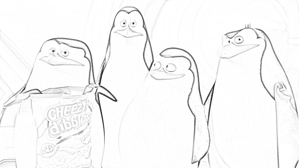Disegni di Madagascar da stampare e colorare quattro pinguini