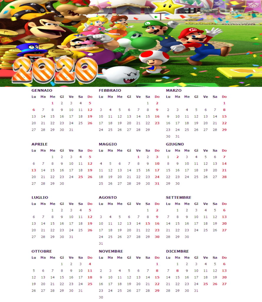 calendario per bambini