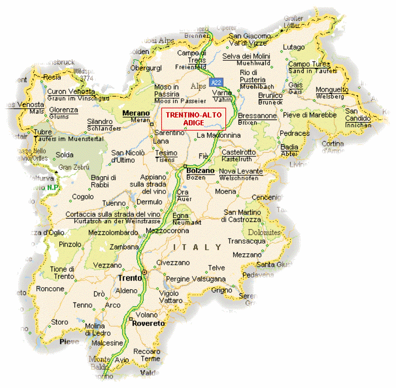 cartina trentino alto adige