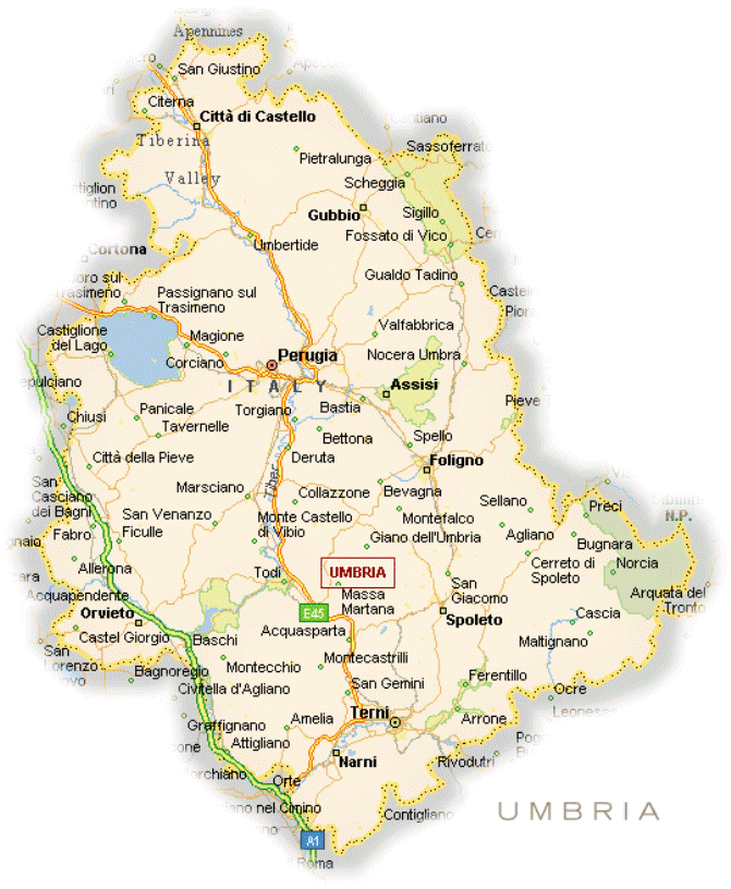 mappa umbria