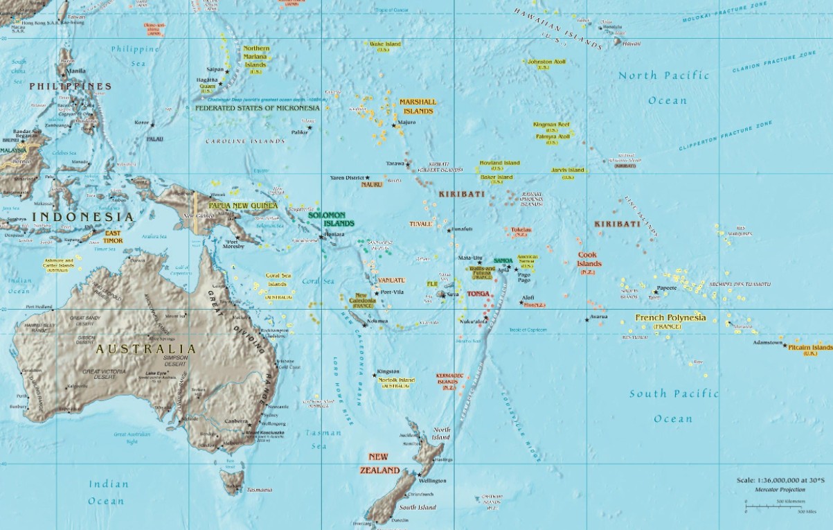 mappa Oceania Stati Isole